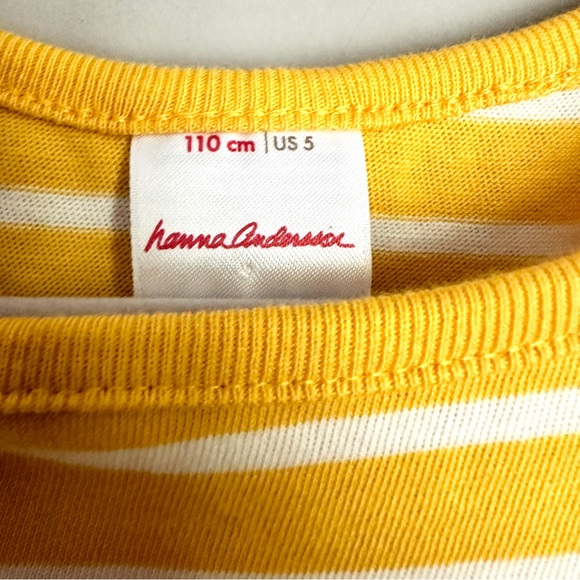 Hanna Andersson Yellow Stripe Knit Rainbow Floral Pocket Playdress 110cm 5 - Picture 2 of 4